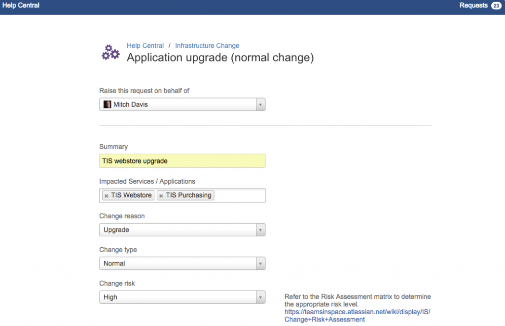 conduite du changement - ajouter une demande de changement Jira Service Management